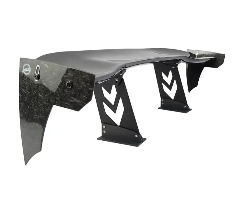 NRG Carbon Fiber Glass 59 Inch Universal Rear Spoiler Arrow Cut Out Stands and NRG logo End Plates