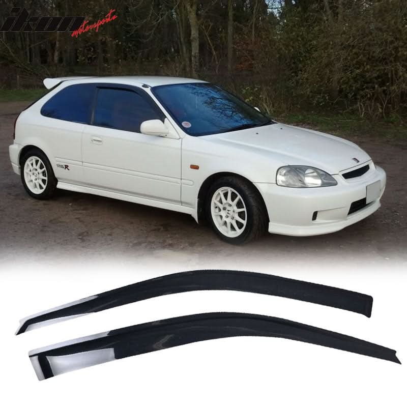 Fits Honda Civic 99-00 3D Mugen Front Bumper Lip + Window Visor