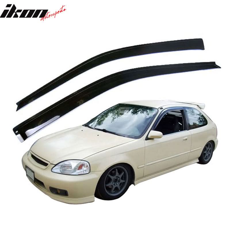Fits 96-98 Honda Civic 3Dr Front + Rear Bumper Lip + Sun Window Visors