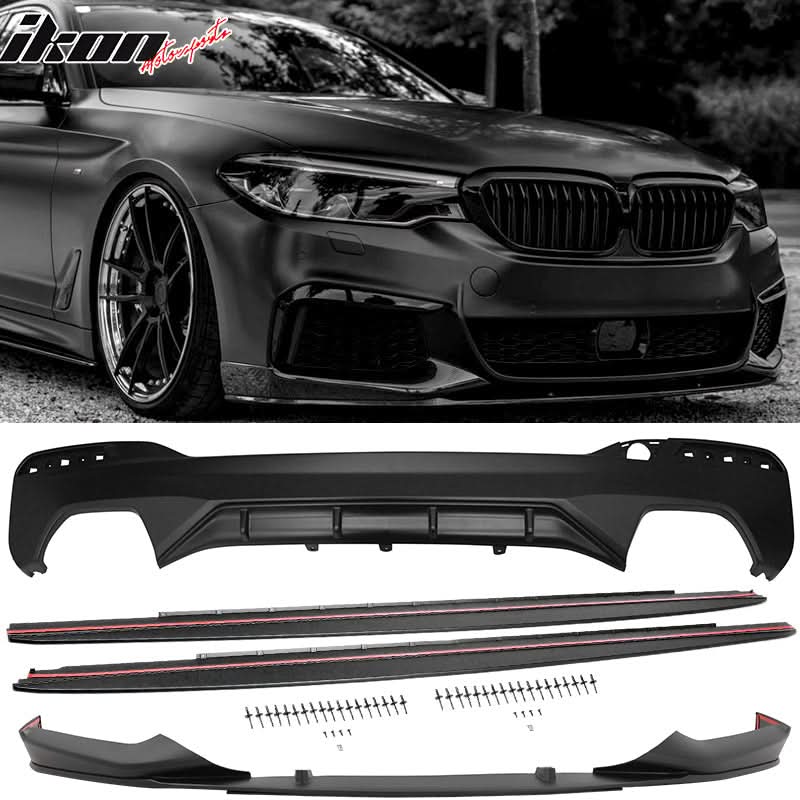 2017-2020 BMW G30 MP Style Front Lip & Side Sill & Type1 Diffuser