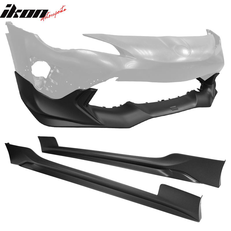 Fits 17-20 Toyota 86 Front Bumper Lip + Side Skirts Pair - PP