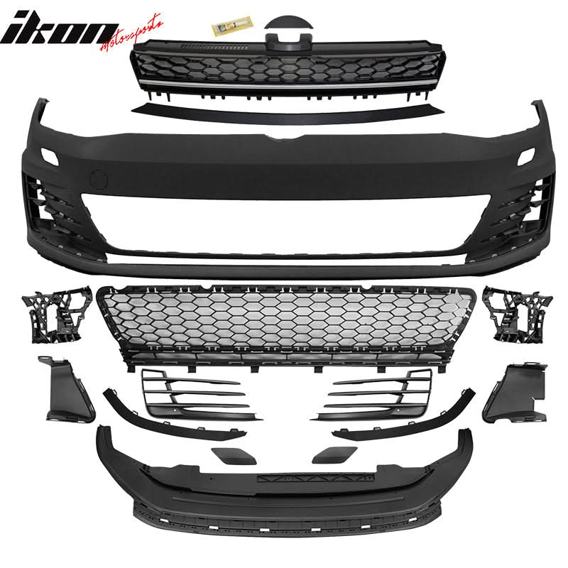 2015-2017 Golf 7 MK7 GTI Type Front Bumper + High Bar Chrome Grille