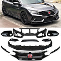 Fits 16-18 Honda Civic 10th-Gen TR Front Bumper Grille Foglight Cover