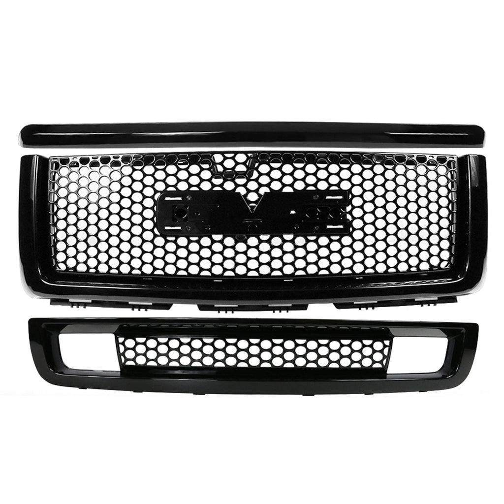 2007-2013 GMC Sierra 1500 Denali Hood Molding Upper Lower Grille ABS