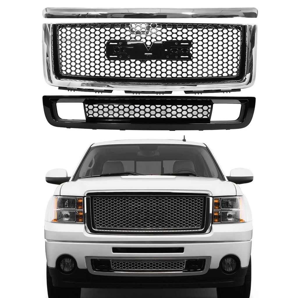 2007-2013 GMC Sierra 1500 Denali Hood Molding Upper Lower Grille ABS