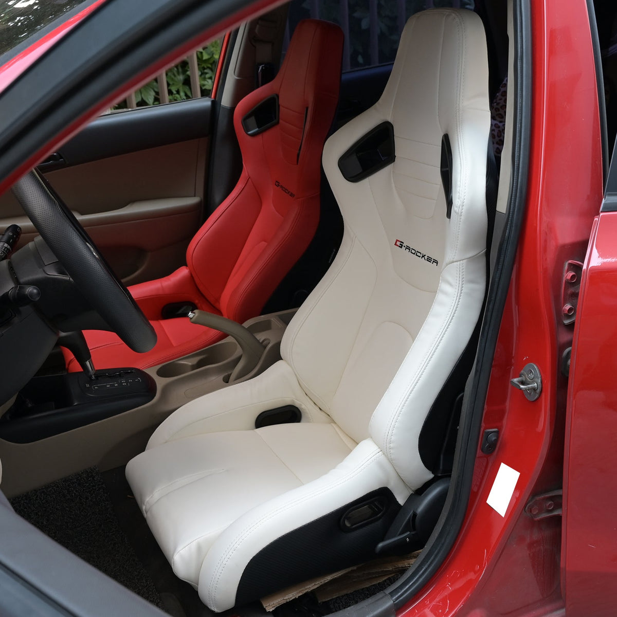 Universal Reclinable Bucket Racing Seat Dual Slider PU Carbon Leather