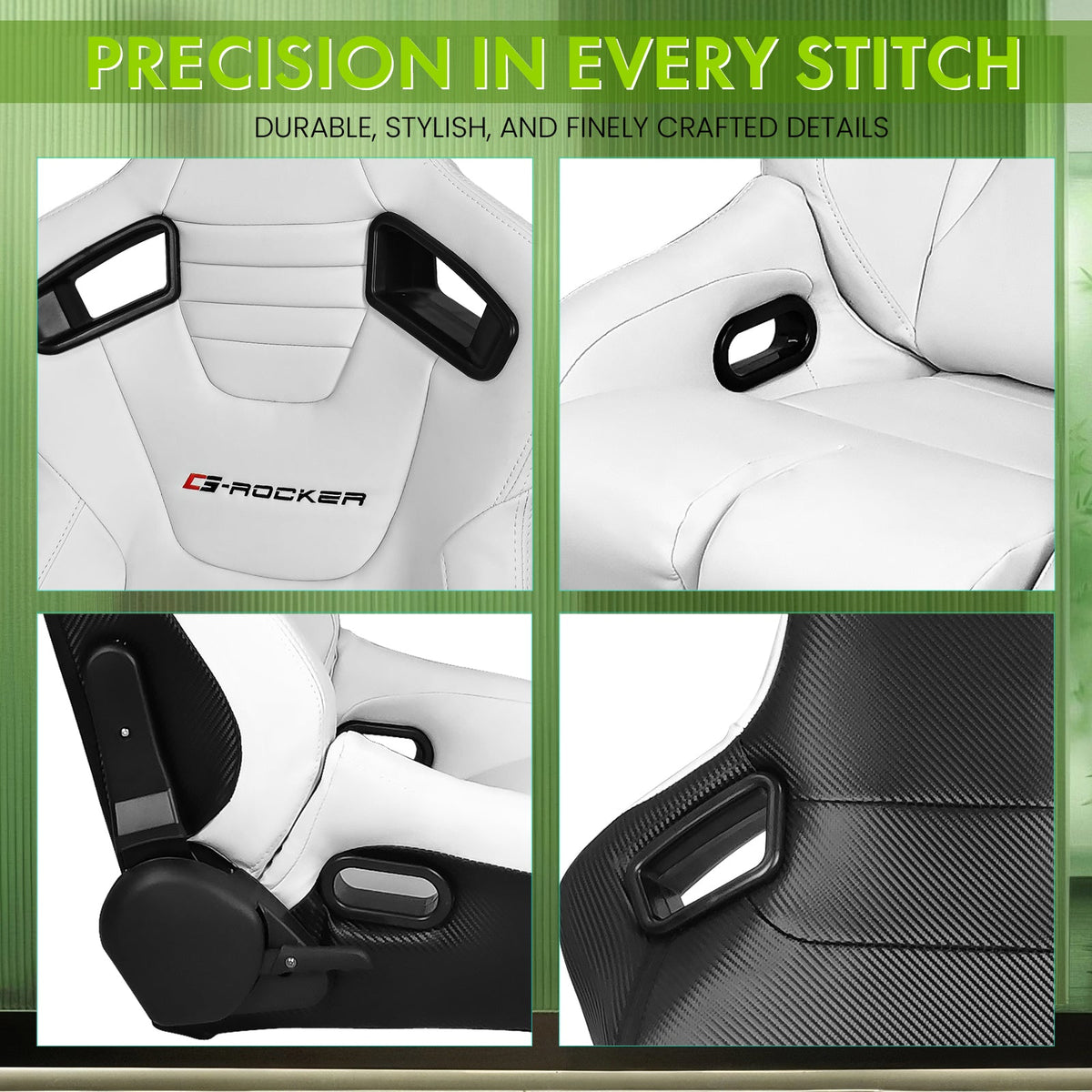 Universal Reclinable Bucket Racing Seat Dual Slider PU Carbon Leather