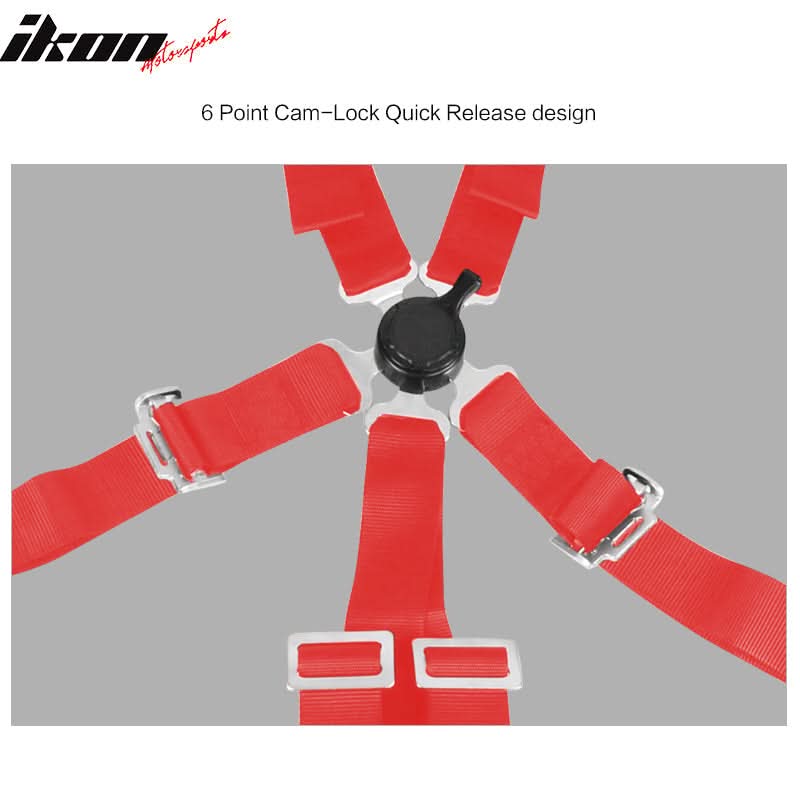 6 Point Red Go-kart UTV ATV Racing Harness Buckle Seat Belt Nylon
