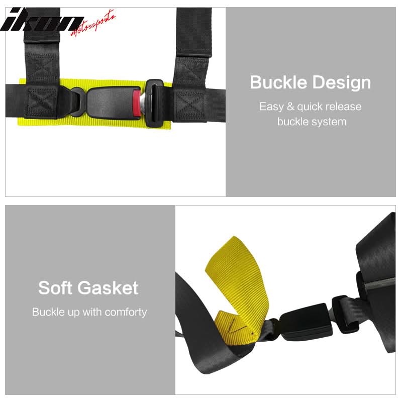 Universal Black Racing Seat 2PC Dual Slider Belt PU Carbon Leather