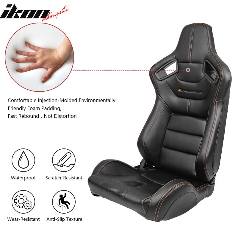 Universal Black Racing Seat 2PC Dual Slider Belt PU Carbon Leather