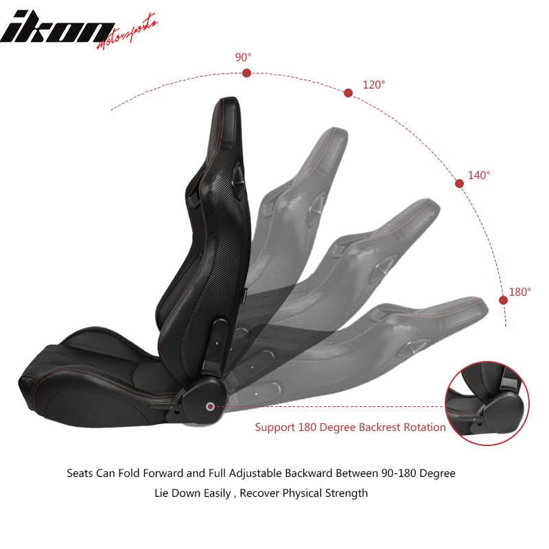 Universal Black Racing Seat 2PC Dual Slider Belt PU Carbon Leather