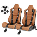 Universal Brown Racing Seat with Dual Slider 5 Point Cam-lock Belt PU