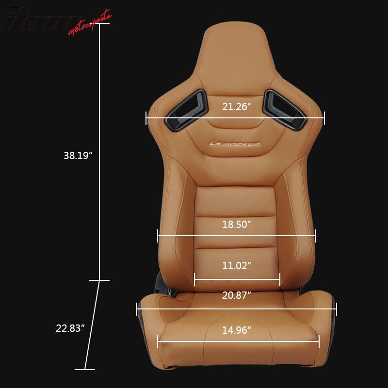 Universal Brown Racing Seat with Dual Slider 6 Point Cam-lock Belt PU
