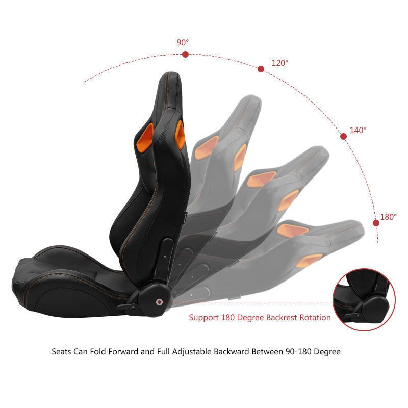 Universal O. Bezel Racing Seat Dual Slider Cam-lock Belt PU Carbon