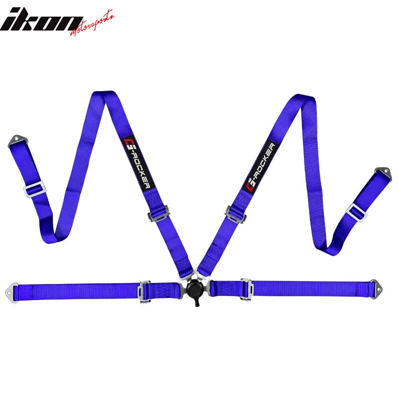 Universal White Bezel Racing Seat Dual Slider Cam-lock Belt PU Carbon