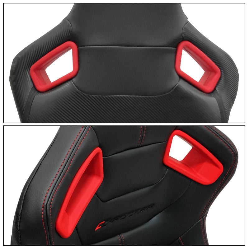Universal Racing Seat Dual Slider 5 Point Cam-lock Belt PU Carbon