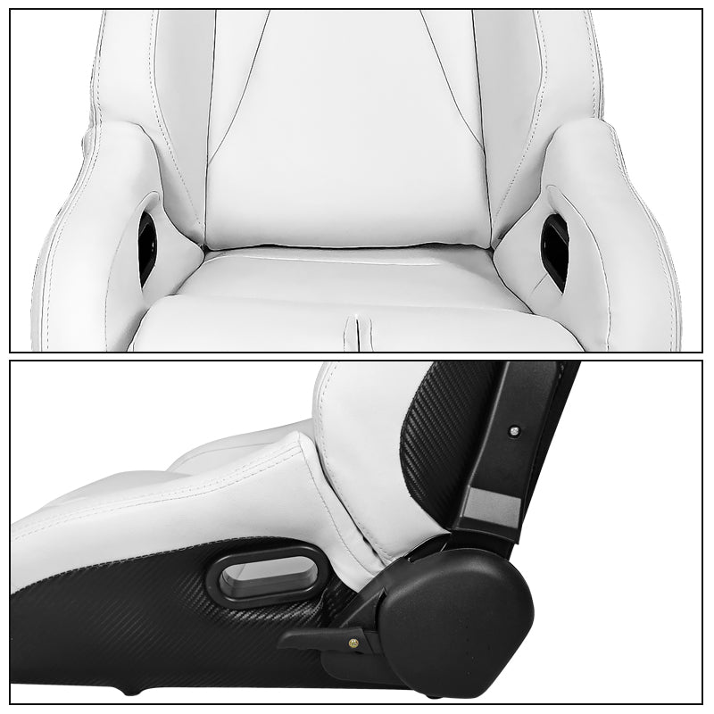 Universal White Bucket Racing Seat Dual Slider Buckle Style Belt PU