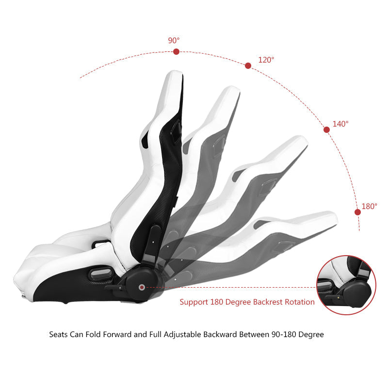 Universal White Bucket Racing Seat Dual Slider Buckle Style Belt PU