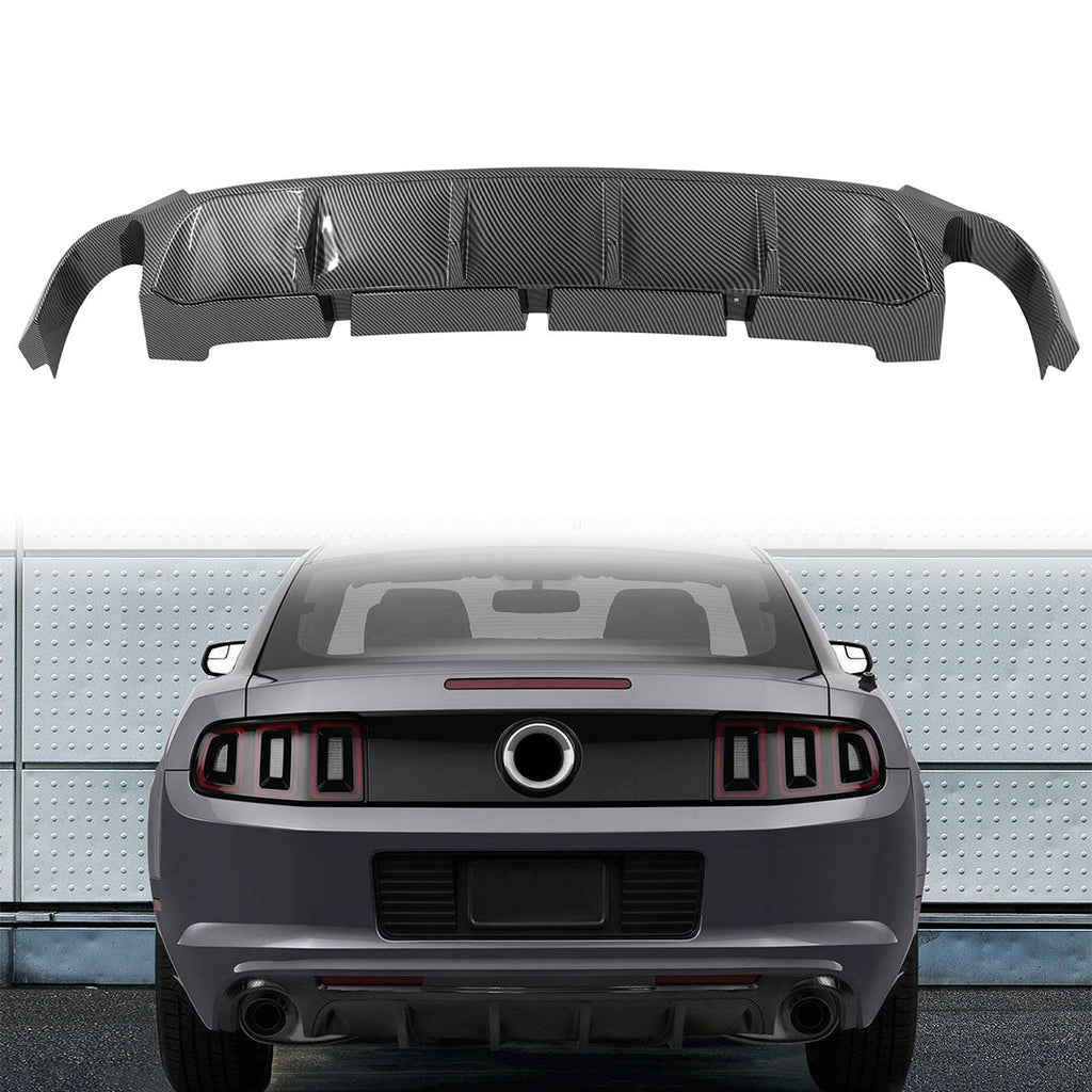 2013-2014 Ford Mustang V6 GT Carbon Fiber Print Rear Bumper Lip V2 PP