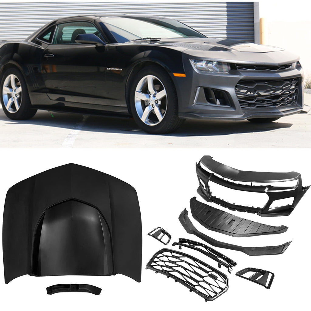 2014-2015 Chevy Camaro ZL1 Style Front Bumper Cover PP + Hood Cover