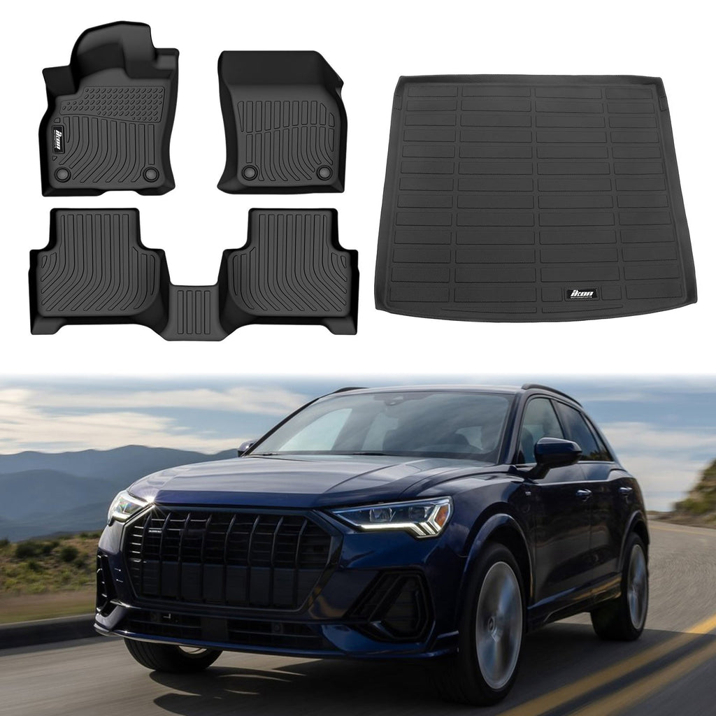 2019-2024 Audi Q3 3D Molded Black All Weather Floor Mats Trunk Mat TPE