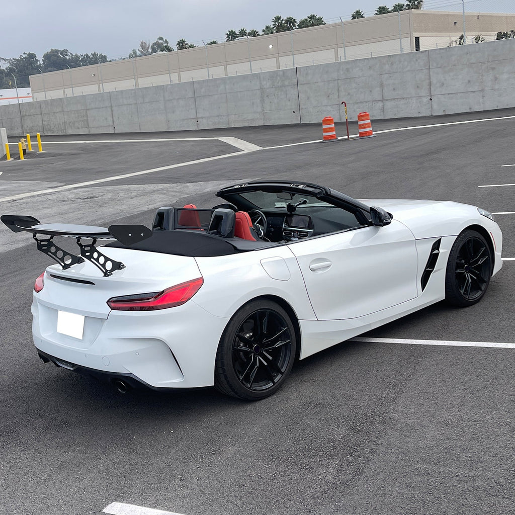 56"Inch GT Style Trunk Spoiler V1 Side Plates V5 Legs 3D Carbon Fiber