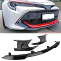 2019-2021 Toyota Corolla Gloss Black Front Bumper Lip + Side Canards