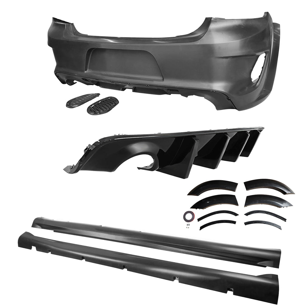 2015-2023 Dodge Charger IKON Gloss Black Front Rear Bumper Covers PP