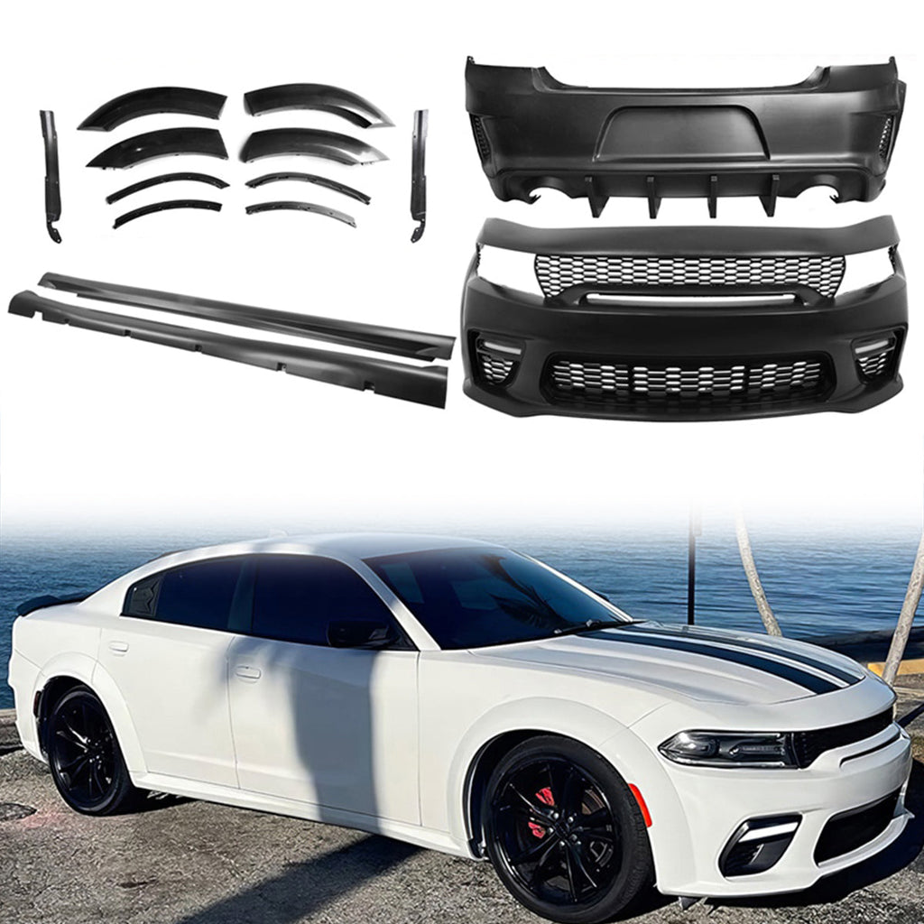 2015-2023 Dodge Charger IKON Matte Black Rear Bumper Cover Diffuer PP