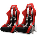 Universal Racing Bucket Seats W/4 Point 3" Belt Harness Grey