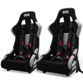 Universal Racing Bucket Seats W/ Slider 4 Point 2" Belt Harness Black