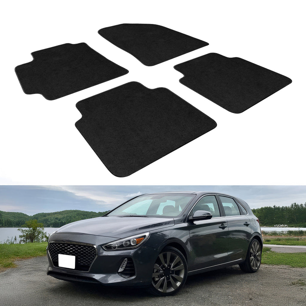 Car Floor Mat for 2017-2020 Hyundai Elantra Black Carpet Nylon 4PC