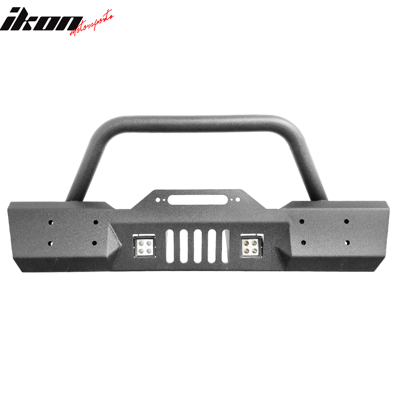 Fits 07-17 Jeep Wrangler Front Bumper Guard w/ LED Light & D Rings