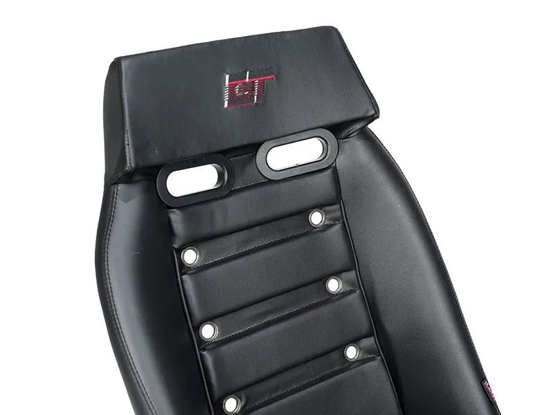 NRG GTS Retro Bucket Seat features Black PVC Leather, Black stitching