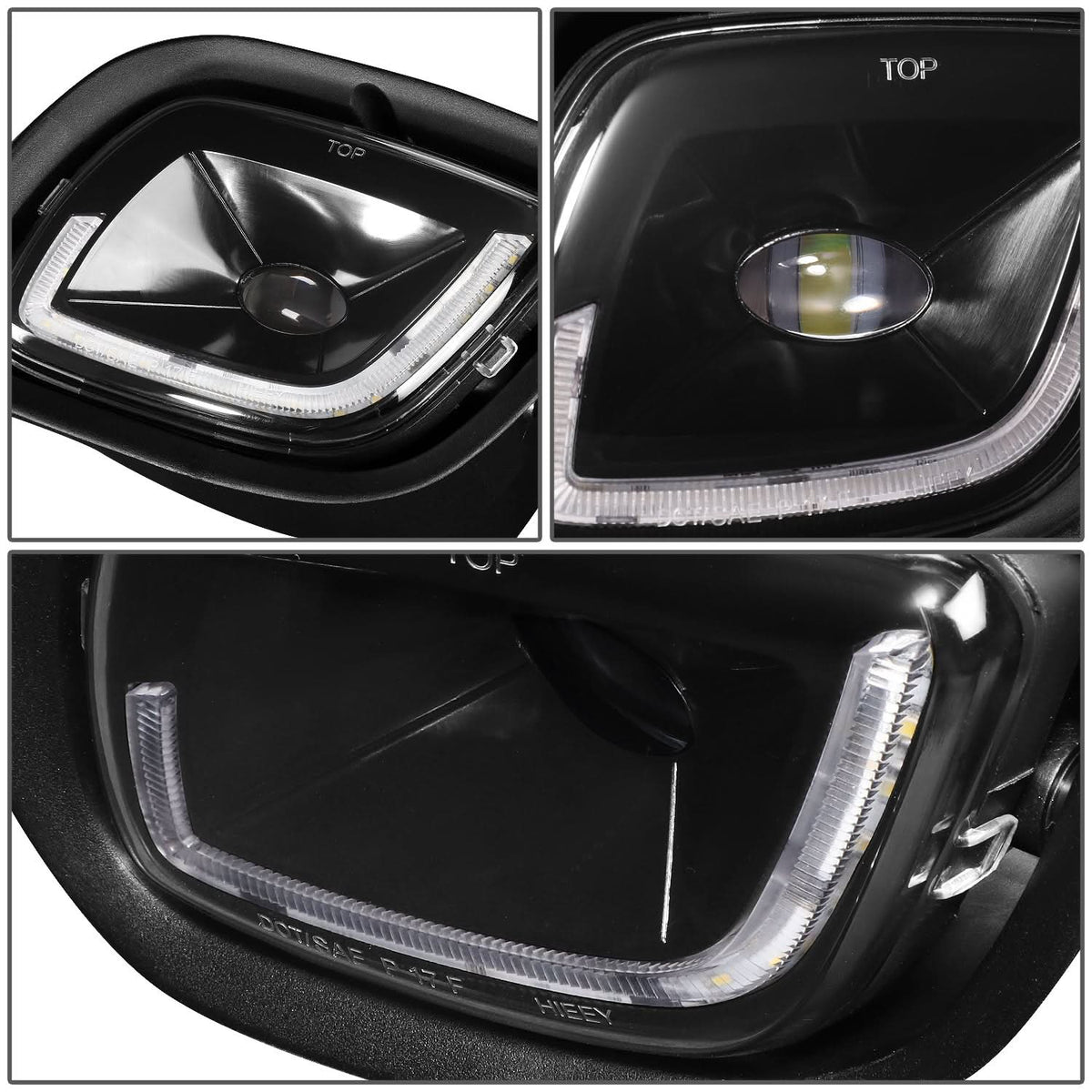 08-17 Freightliner Cascadia 3D Projector LED Fog Lights Black