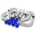 Universal Intercooler Piping Kit 2.5" Aluminum 8PC Pipes Hoses Clamps