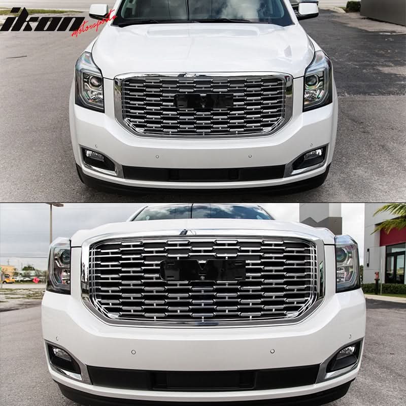 2015-2020 GMC Yukon Denali Style Chrome Front Bumper Upper Grille ABS