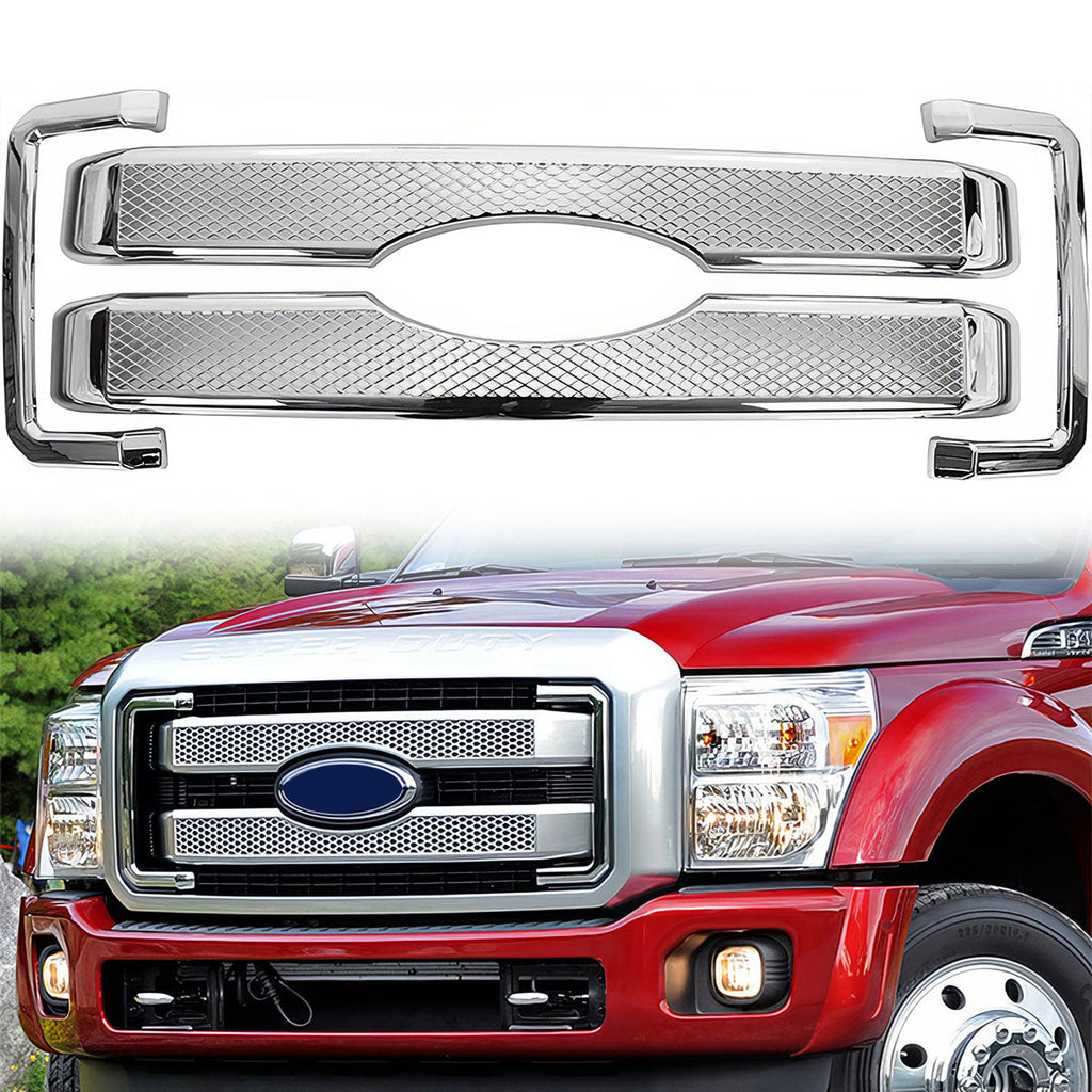 Fits 11-16 Ford F250 350 450 Platinum Moulding Front Mesh Grill