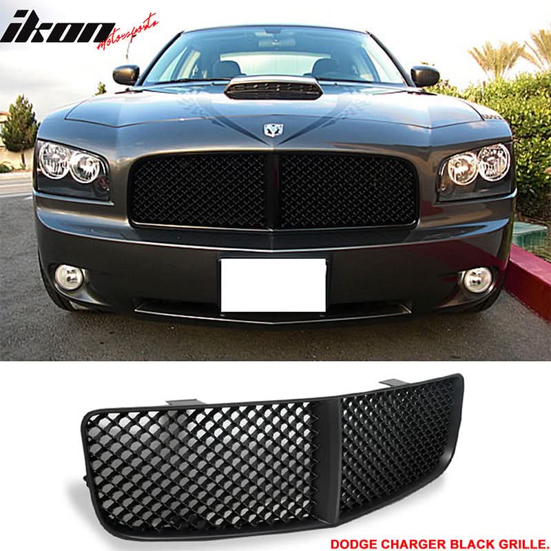 2006-2010 Dodge Charger OE Style Unpainted Front Bumper Lip + Grill PU