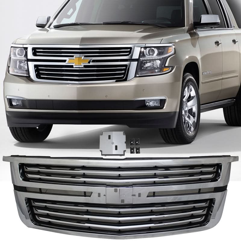 2015-2020 Chevy Tahoe LTZ Style Chrome Front Bumper Upper Grille