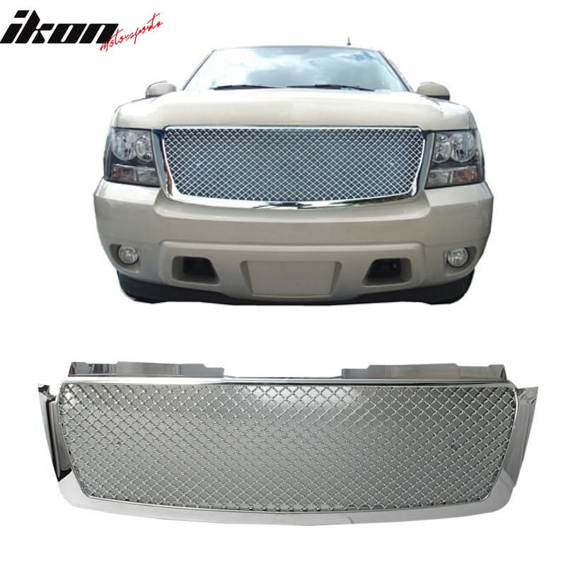 2007-2014 Tahoe Suburban Avalanche Mesh Chrome Bumper Hood Grille