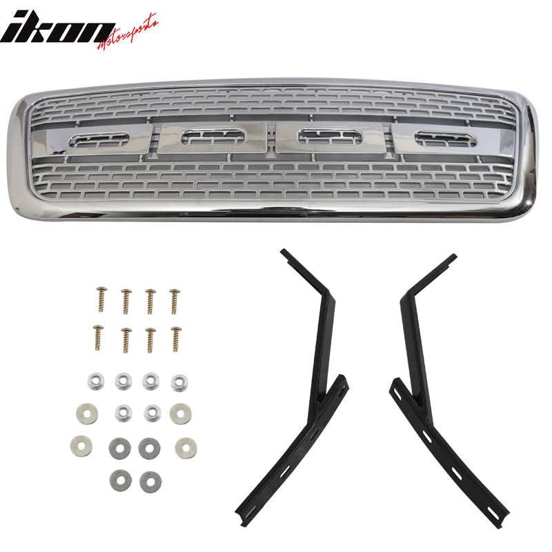 2004-2008 Ford F150 R Chrome Front Hood Bumper Grill Grille ABS