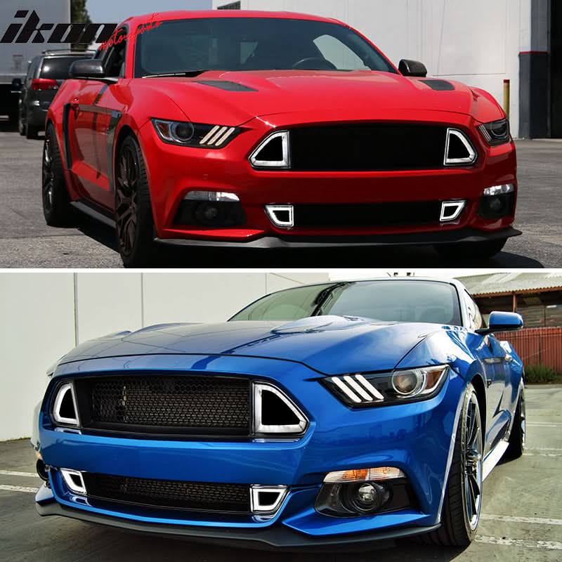 2015-2017 Ford Mustang Front Lower Grille With Smoked DRL LED Light