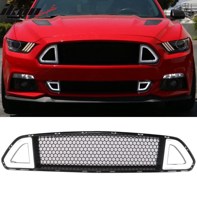 2015-2017 Ford Mustang Front Hood Grille White DRL LED w/ Turn Signal