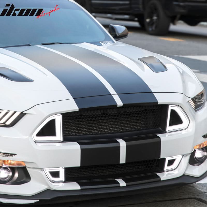 2015-2017 Ford Mustang Front Hood Grille White DRL LED w/ Turn Signal