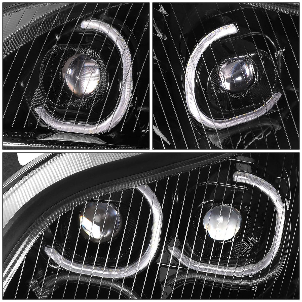 04-12 Freightliner M2 Projector LED DRL Headlights - Black Housing
