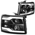 07-17 Chevrolet Silverado LED DRL Dual LED Headlights Black Housing