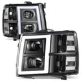 2007-2014 Chevrolet Silverado Rectangle LED DRL Headlights Black