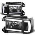 87-91 Ford Bronco F-150 F-250 F-350 LED DRL Headlights Black Housing
