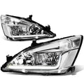 03-07 Honda Accord LED DRL Headlights Chrome Housing Clear Corner